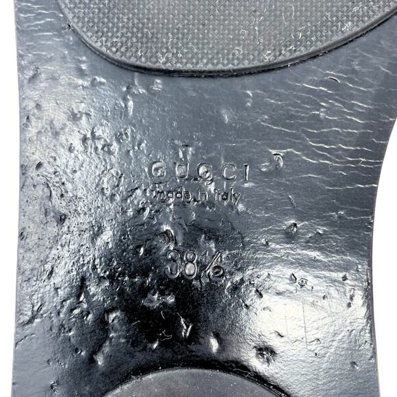 Gucci Shoes Sandals Marmont GG Logo Thong Flats Pink Black Gold Monogram 38.5 - Picture 9 of 9